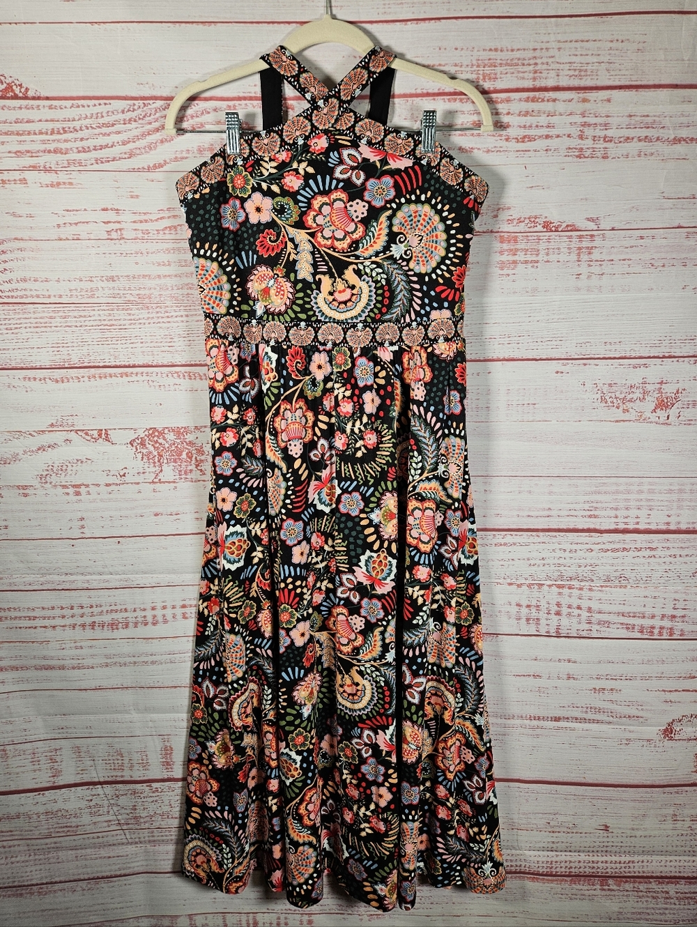 Boden Halter Cross Strap Paisley Print Maxi Dress - Picture 2 of 15